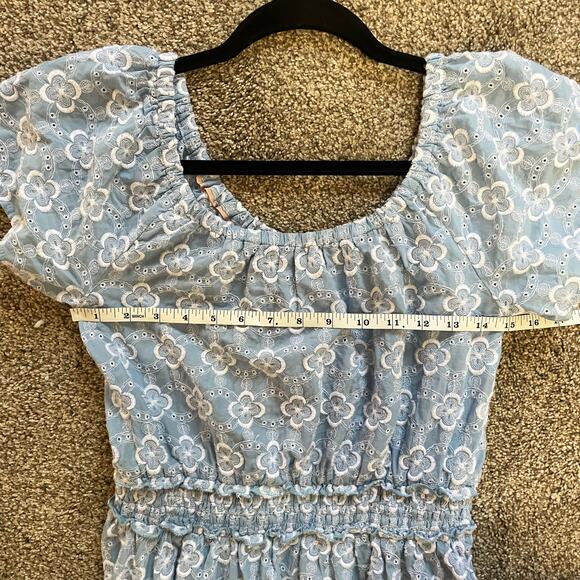 Boden Womens Blue Floral Eyelet Fit Flare Dress Size 2P - Picture 5 of 6